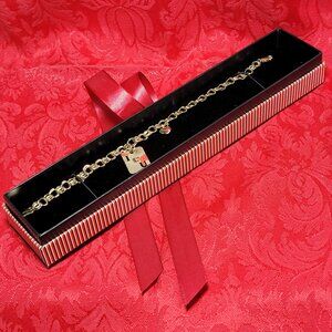 14K Gold Bracelet Double Link Chain 8" with 2 14k Charms